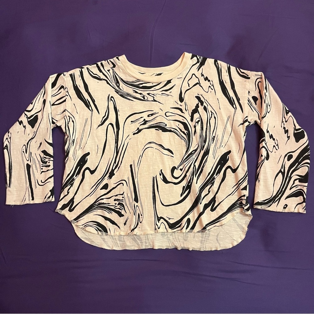 Open Edit Kid’s Oversize Organic Cotton Graphic Long Sleeve Tee Size 4